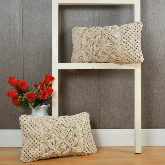Macrame Cushion Cover | Design 2 | 18x12 Inches | Pack of 1 - Picture 5 of 5